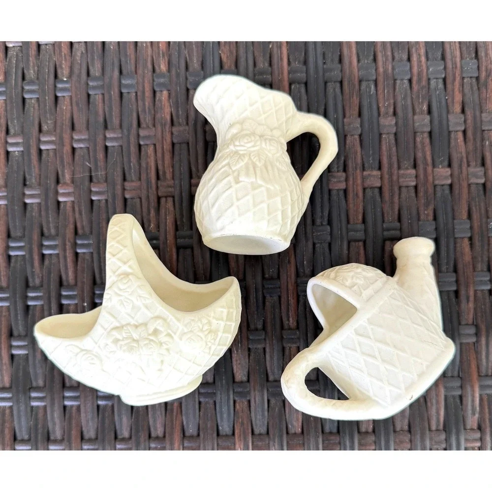 VTG Bloom-Rite Ceramic Cherub Planter + 3 Piece Cottagecore Planter Shelf Decor